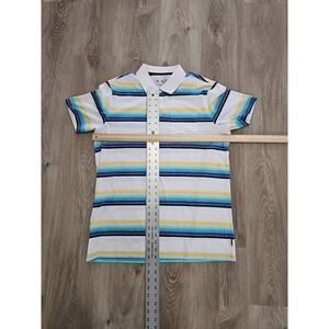 Original Penguin Resort Stripe Golf Polo Shirt Large‎ Blue Green Yellow